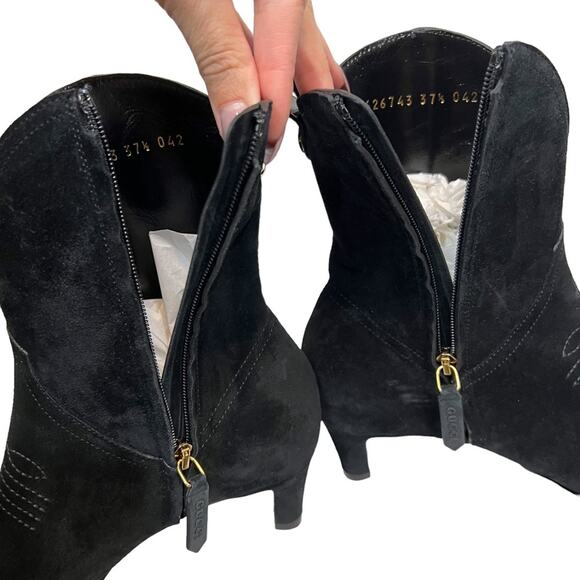 Gucci Black Western Suede Ankle Bootie Boots Size EU 37.5 - Picture 12 of 16